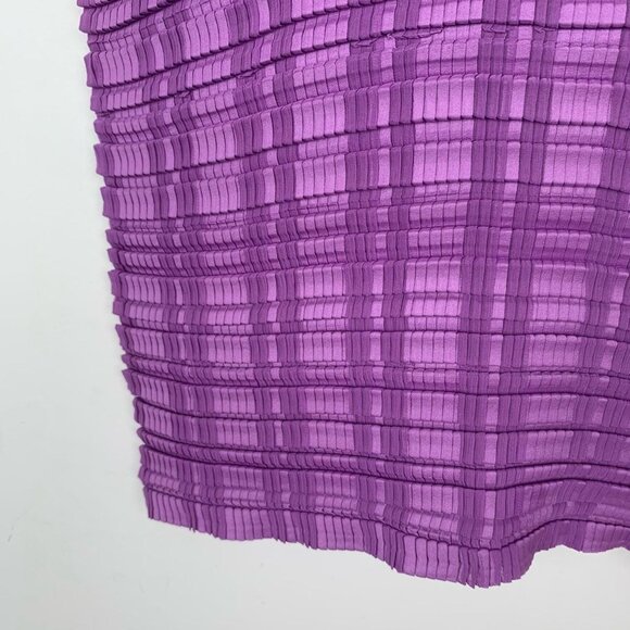 Issey Miyake Purple Pleated Round-Neck Top Size 2 Polyester Made In Japan NWT - Picture 5 of 7